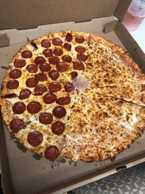 Super size thin crust pizza