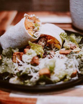 Spicy Crispy Chicken Wrap with House Salad