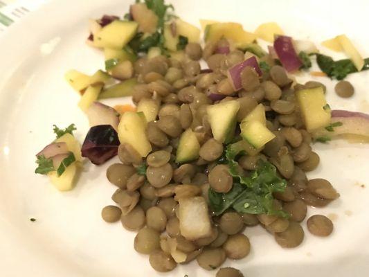 Lentils and gunpowder seasoning with mango chutney.  Yaaasssss!