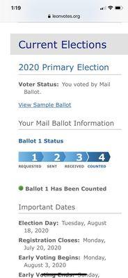 My mail in ballot was received and counted. Gonna do this again in November.