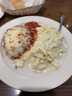 Chicken Parm with Fettuccine Alfredo