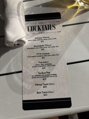 Cocktail menu