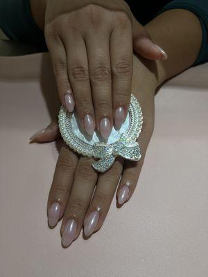 Building gel , Manicure mirror effect.