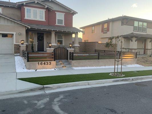 Artificial turf and concrete steps