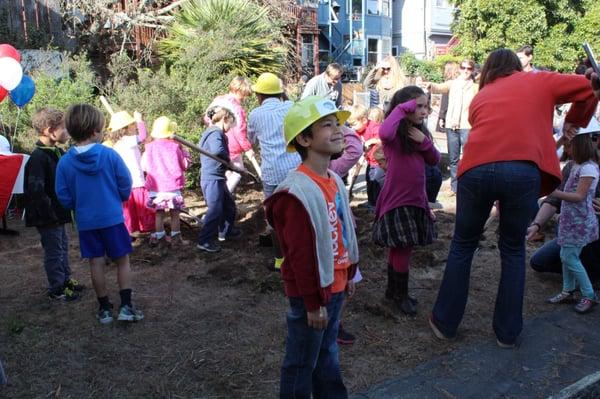 French American  students take part in the ground-breaking ceremony for the new early childhood center to open Fall of 2014