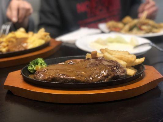 Sizzling combo sirloin steak