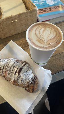 Chocolate croissant and a hot chocolate!