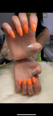 Acrylic fill with a beautiful orange summer color!