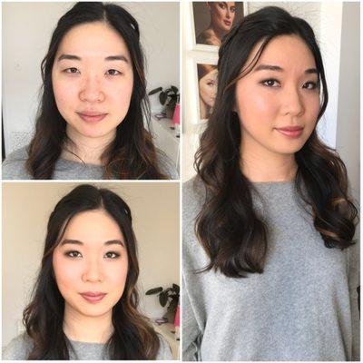 Jade's before and after shot for her wedding trial