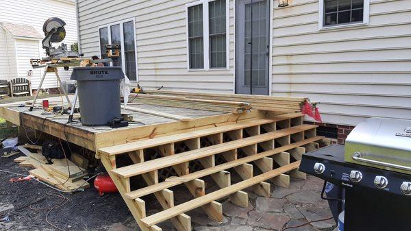 Remodeled deck under construction