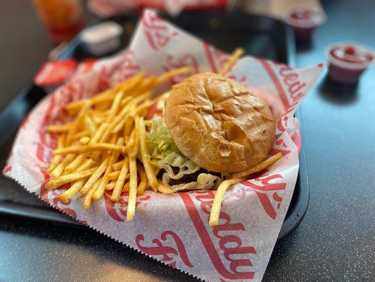 Cheeseburger and fries