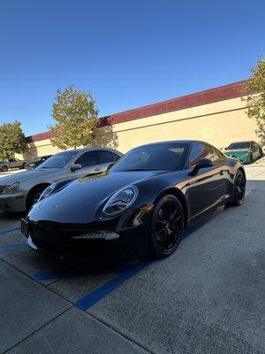 Porsche 911 in for Ceramic tint all the way around!!