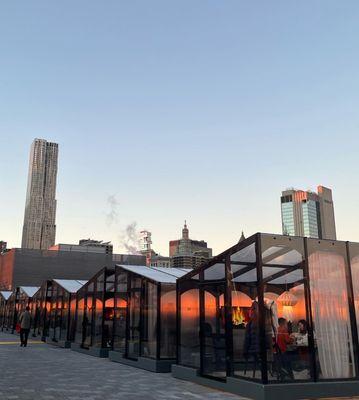 Rooftop cabins at the Greens in Pier 17 / lower Manhattan / The Seaport