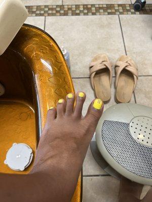 Messed up my pedicure right after it was done. Love the color