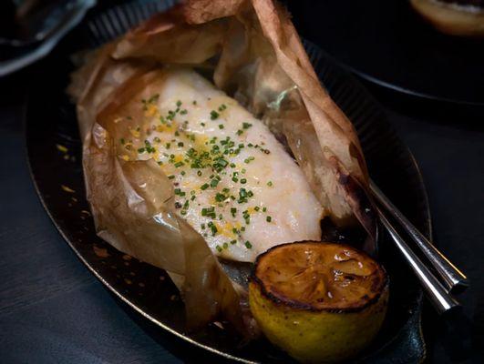 Wild sole in papillote