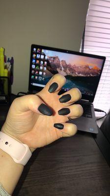 Matte black gel manicure