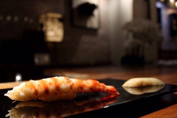 Tiger Prawn, part of an Omakase course at Q Sushi.