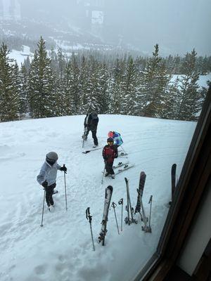 Some of our group returning from skiing.