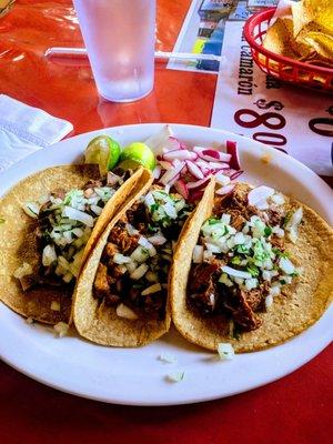 Tacos: lengua, pastor and barbacoa