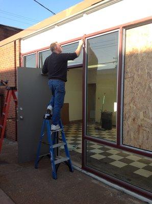 Storefront glass installation