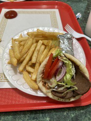 Gyro on Pita with Fries