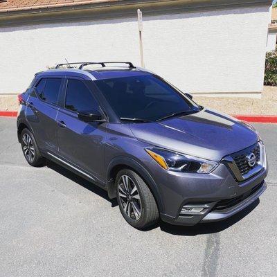 New 2021 Nissan Kicks with tint installed all around.