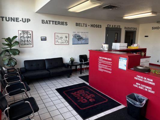 A spacious waiting area with plenty of magazines to peruse.