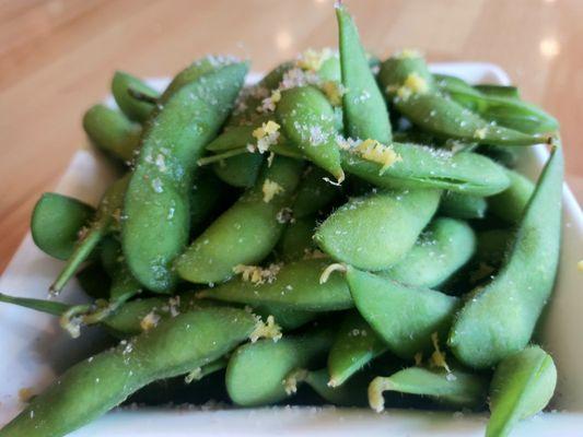 Love that they put some lemon zest on the edamame