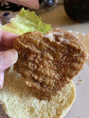 Heart shaped chicken sandwich