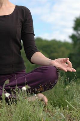 Meditating next to Wachusett Reservoir where CMYW is located.