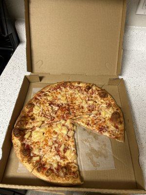 Pineapple Cheese Pizza Slice.