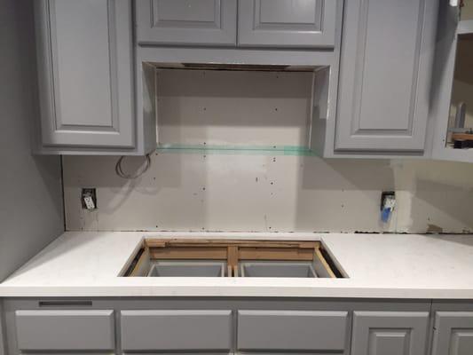 Countertop with cooktop cut out