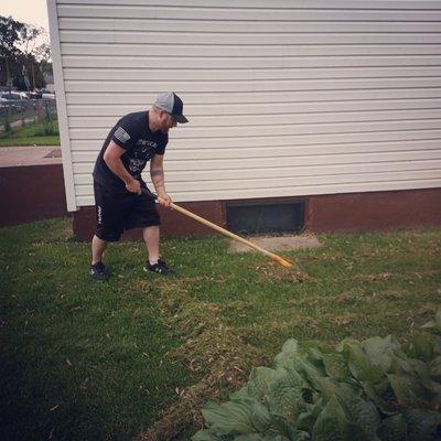 Raking leaves