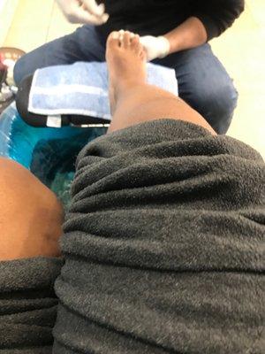 Pedi!?? See how this goes. So far so good!? Relaxing mood