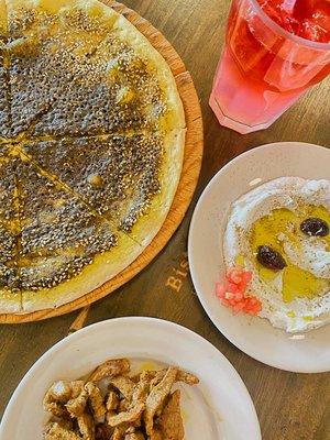 Zaatar with Labne, and a side chicken shawarma