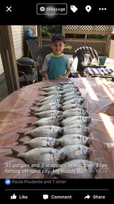 This be your son with all the fish we brought home.