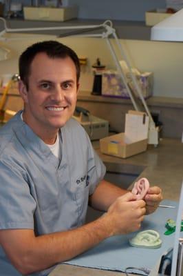 Dr. Recksiedler working on an auricular prosthesis.