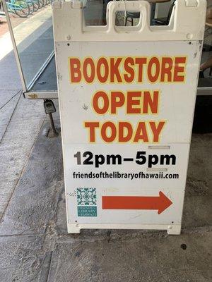 Sign fronting Mark's books on Pauahi and Nuuanu St today 8/22/19