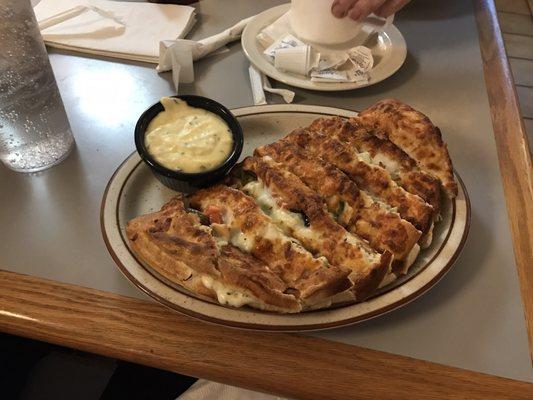 Veggie calzone with alfredo - decent tasting but $15!