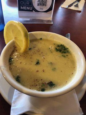 Bowl of lentil soup.  My favorite -- Very good.