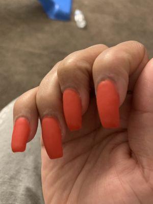 Matte polish around cuticle on skin (bad shape)