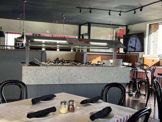 Dining room and salad bar.