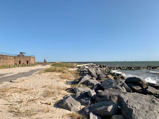 Walking beside Historic Fort Gaines on a Saturday morning.