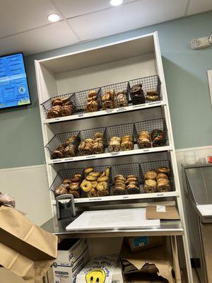 Shelf of bagels