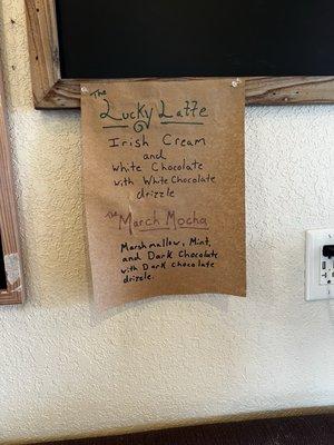 This month's specialty coffees...I had the March Mocha