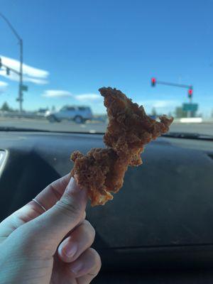 I waited 15 minutes in line just to get a chicken strip like this!