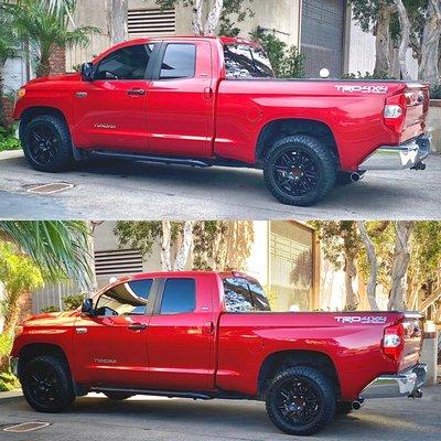 Before and after leveling kit