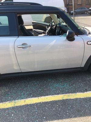 my car that was broken into the week after I moved in. It was in a gated parking lot.