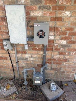 Replacing drop from meter to electric utility pedestal