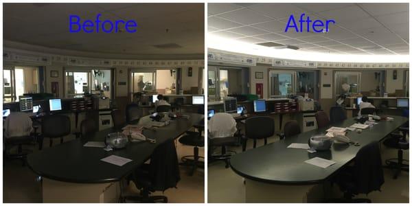 Fantastic before & afters of how much lighting can change a room. Our technicians do awesome work!